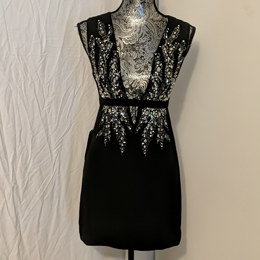 NWT Bebe chiffon and crystal dress - Picture 2 of 11